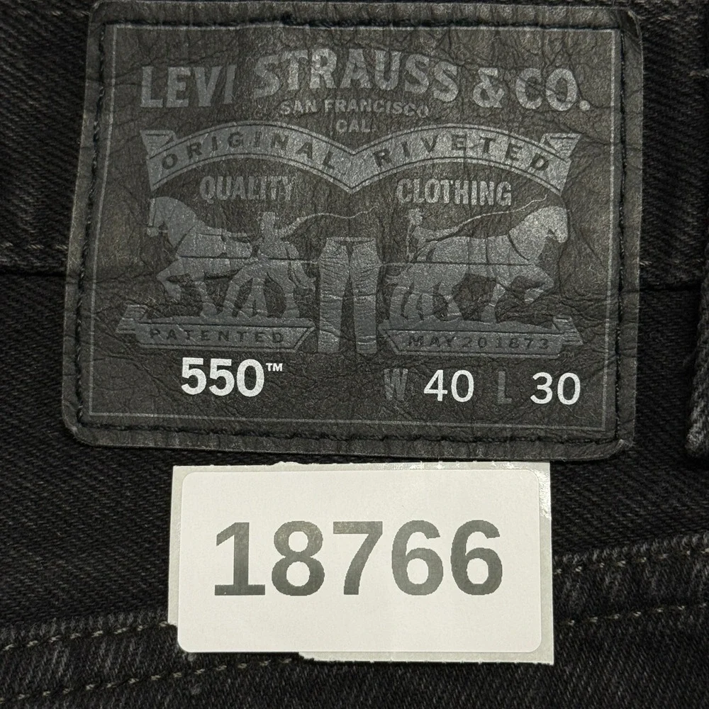 Levis 550 Jeans Mens 40x30 Black Relaxed‎ Fit Denim 100% Cotton Workwear